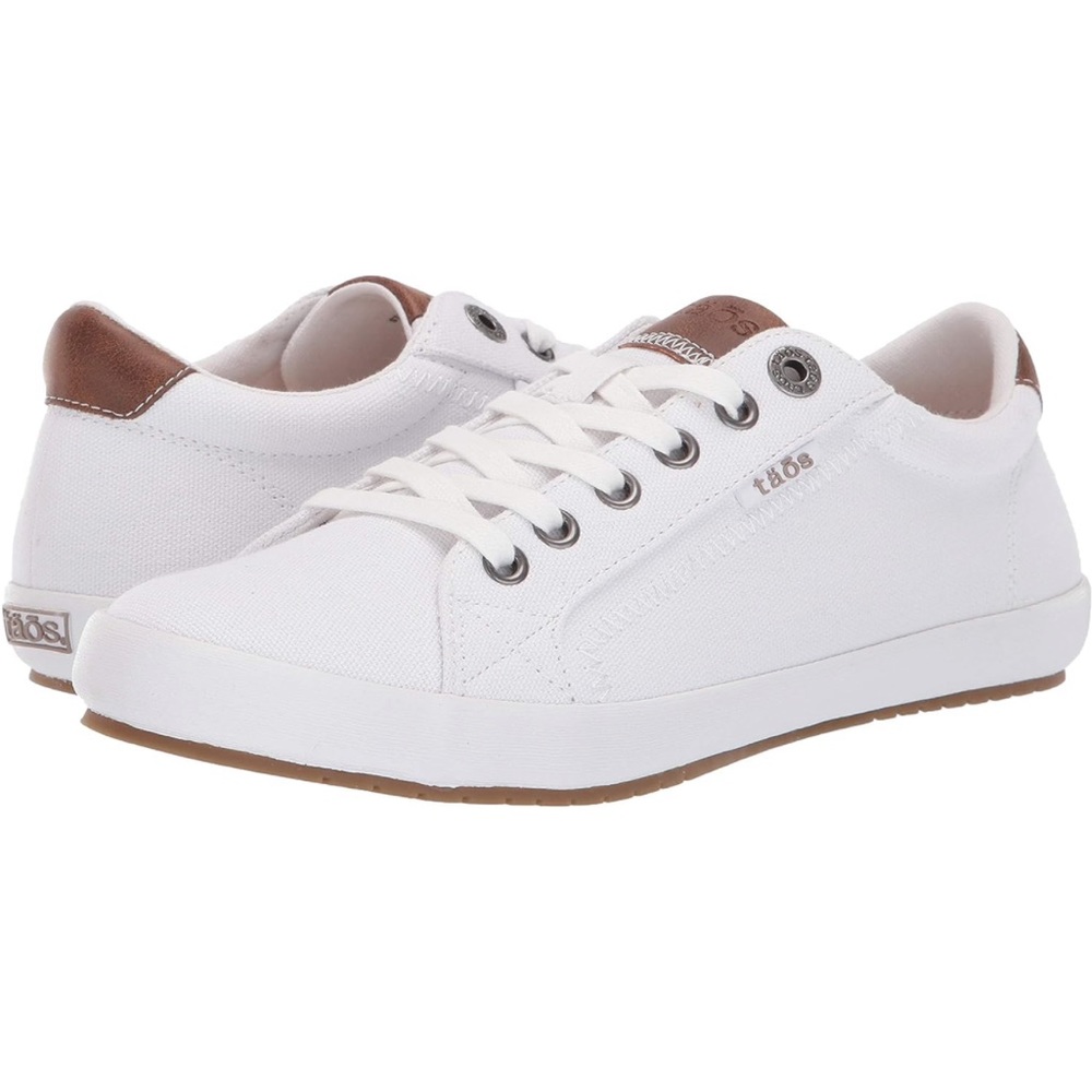Taos star burst white tan canvas lace up 9 women’s